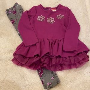 Kidtopia purple tip and floral leggings 6X
